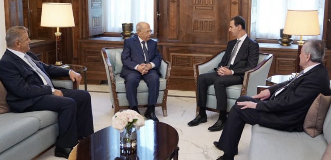 الرئيس الأسد يستقبل الرئيس اللبناني السابق العماد ميشال عون