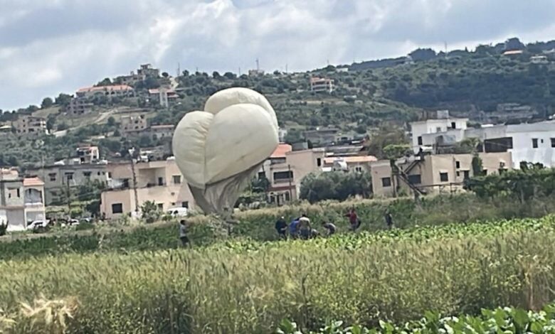 سقوط المنطاد التجسسي الإسرائيلي في جنوب لبنان