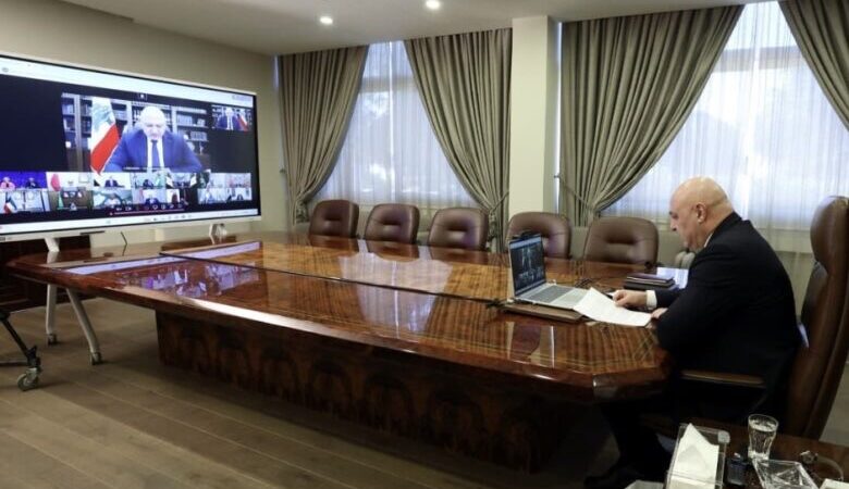 الرئيس عون اطلق مبادرة لوقف التصعيد في اجتماع افتراضي دعا اليه الاتحاد الاوروبي بمشاركة قادة 13 دولة: