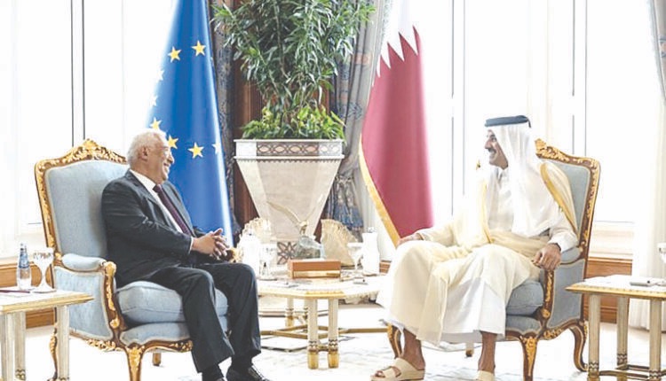 أمير قطر يبحث مع الرئيس كوستا جهود وقف النار واستعادة الملاحة في هرمز