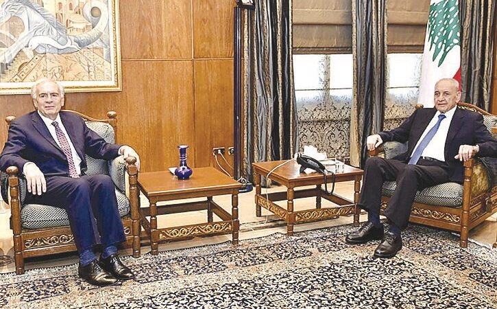 بري تابع مع ارنو وكاغ المستجدات واستمرار الاعتداءات الإسرائيلية
